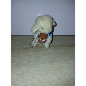 Pure Wool Lamb Easter Ornament Plush Holding A Decorated Egg 3" SA432 Vintage